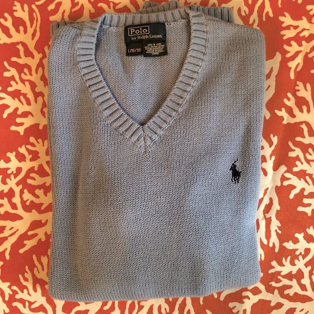 Polo by Ralph Lauren boys V-neck sweater. Size large.